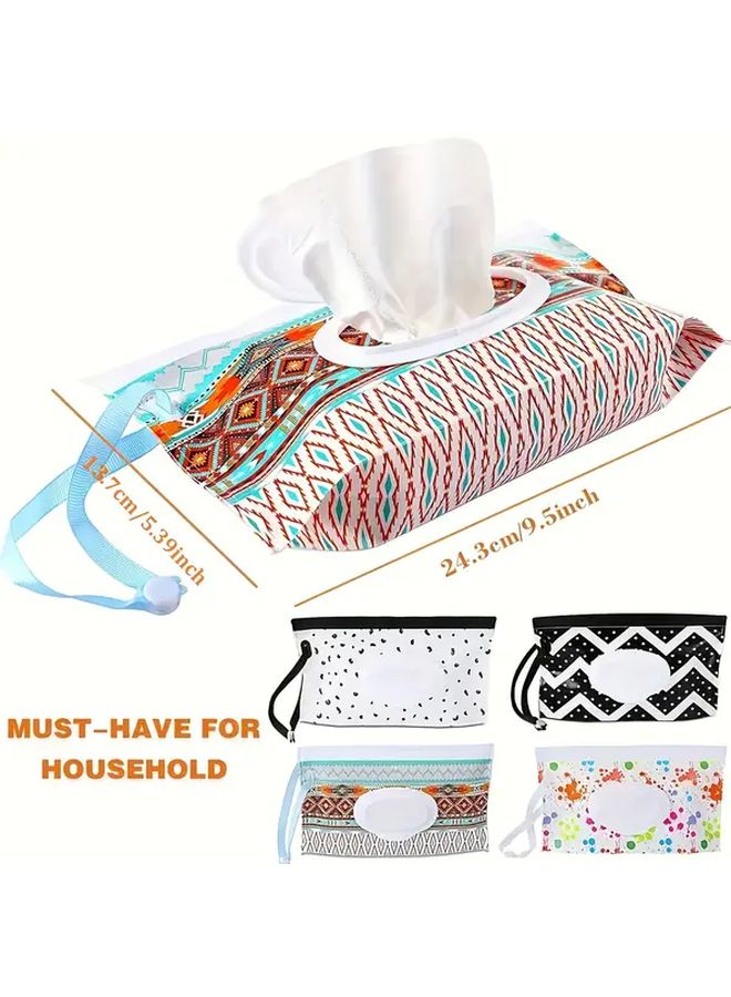 Black White Portable Wet Wipe Pouch 2 Pack Reusable Travel Wipe Dispenser Container - Image 2